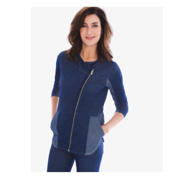 Chico’s Zenergy Cali Knit Indigo Jacket - Picture 2 of 8